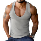 Men's Deep V-Neck Tank Top | Summer Basic Solid Color | Sleeveless Lightweight Shirt | Breathable Fabric | Casual Versatile Style | Fashionable Warm Weather Apparel