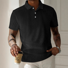 Men's Short-Sleeved Polo Shirt | Textured Striped Pattern | Breathable Cotton Blend | Classic Ribbed Collar | Tailored Fit | Stylish Casual Top for Spring & Summer | Versatile Wardrobe Essential