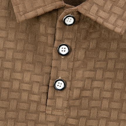 Men's Short-Sleeved Polo Shirt | Textured Striped Pattern | Breathable Cotton Blend | Classic Ribbed Collar | Tailored Fit | Stylish Casual Top for Spring & Summer | Versatile Wardrobe Essential