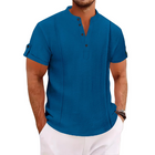 Men's Stand Collar Casual Shirt | Short Sleeve | Breathable Fabric | Modern Fit | Versatile Styles | Available in Multiple Colors | Fashionable Men's Shirt