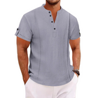Men's Stand Collar Casual Shirt | Short Sleeve | Breathable Fabric | Modern Fit | Versatile Styles | Available in Multiple Colors | Fashionable Men's Shirt