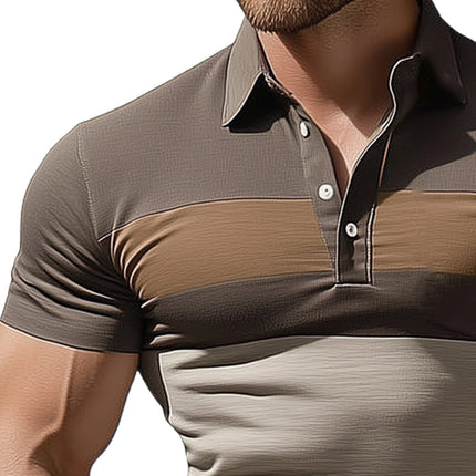 Men's Summer Polo Collar T-Shirt | Colorblock Slim Fit | Short Sleeve Casual Top | Comfortable Stretch Fabric | Available Sizes S-3XL | Stylish Sporty Design for Golf & Casual Outings