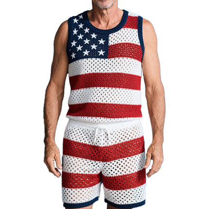 Men's Woven Casual Sports Shorts Set | Sleeveless Top | Spring Activewear | Lightweight Breathable Fabric | Elastic Waistband | Stylish Cut | Comfortable Fit