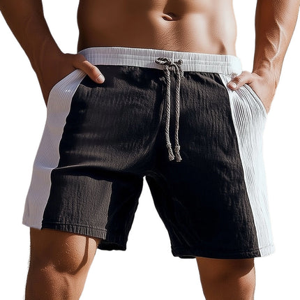 Men's Lace-Up Shorts | Black and White Textured Pattern | Fashionable & Comfortable | Adjustable Fit | Casual & Semi-Formal Wear | High-Quality Fabric | Modern Aesthetic