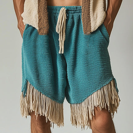 Men's Towel Cloth Tassel Set | Sleeveless Top & Shorts | Trendy Spring Fashion | Casual Outfit | Soft & Breathable Material