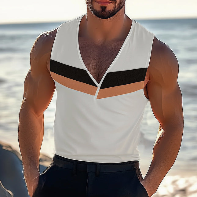 Men's Deep V Neck Tank Top | Summer Cool Casual | Lightweight & Breathable Fabric | Stylish & Trendy Design | Comfortable & Durable | Perfect for Beach or Casual Wear