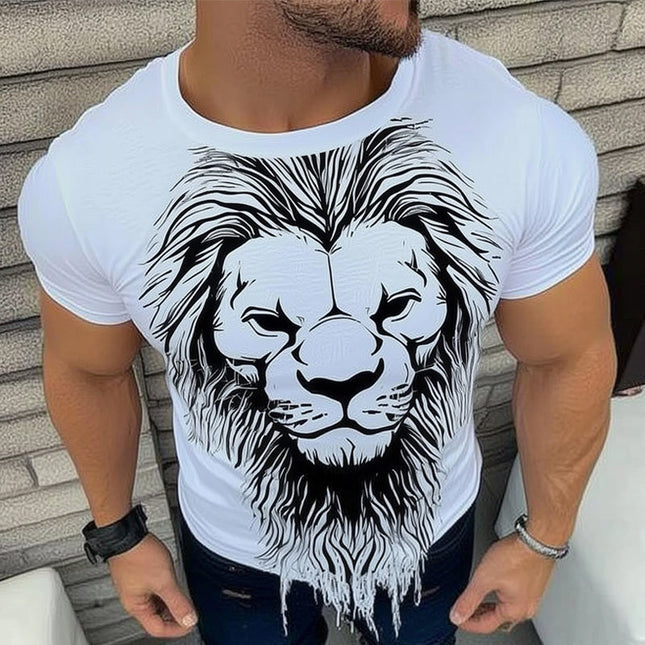 Men's Bold Tiger Print T-Shirt | Short Sleeve Summer Tee | Lightweight Breathable Fabric | Fashionable Casual Wear | Versatile Styling | Comfortable Apparel