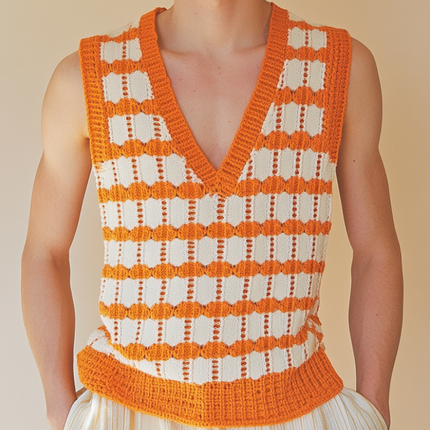 Men's V-Neck Knitted Tank Top | Plaid Jacquard Pattern | Casual Stylish Fit | Soft Premium Fabric | Versatile Layering Options | Easy Care Machine Washable | Multiple Sizes Available | Perfect for Any Occasion