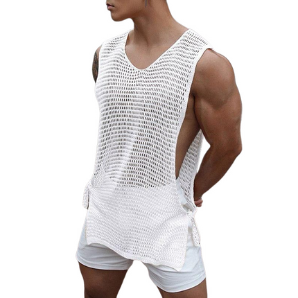 Men's Breathable Tank Top | Hollow Design | Knitted Fabric | Round Neck | Casual Fit | Lightweight Summer Wear