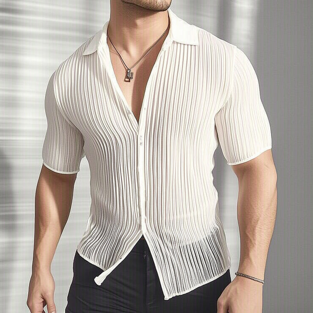 Men's Casual Shirt | Summer Lightweight | Slim Fit | Short Sleeve | Textured Design | Breathable Fabric | Stylish Modern Look | Versatile Wardrobe Essential Shirt