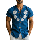 Men's Slim Fit V-Neck Short Sleeve Shirt | Casual Cotton Linen Blend | Breathable & Lightweight | Single-Breasted Button-Down | Stylish & Comfortable | Versatile Summer Wear | Multiple Sizes Available