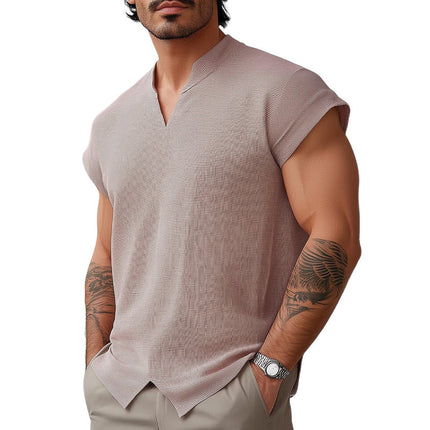 Men's Solid Color Textured T-Shirt | Summer Short-Sleeved | Casual Comfort | Breathable Fabric | Relaxed Fit | High-Quality Durable Material | Perfect for Outdoor Activities & Layering
