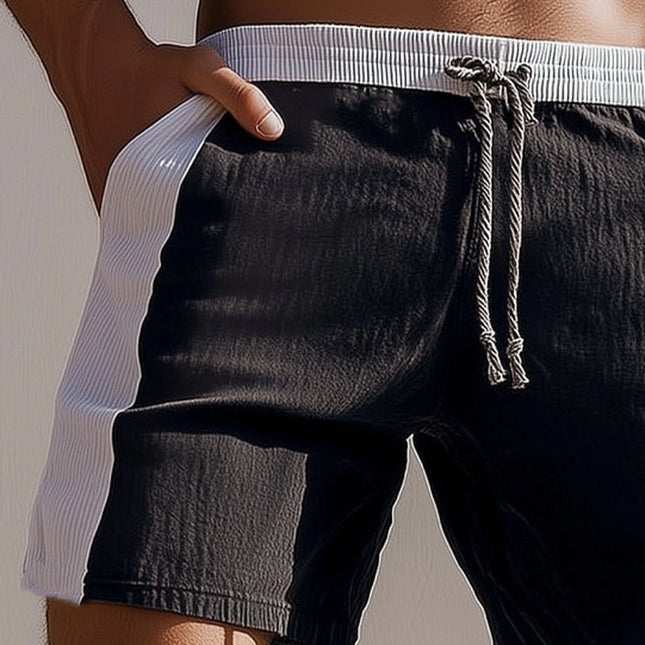 Men's Lace-Up Shorts | Black and White Textured Pattern | Fashionable & Comfortable | Adjustable Fit | Casual & Semi-Formal Wear | High-Quality Fabric | Modern Aesthetic