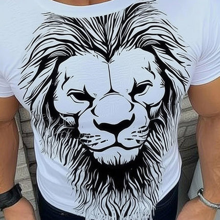 Men's Bold Tiger Print T-Shirt | Short Sleeve Summer Tee | Lightweight Breathable Fabric | Fashionable Casual Wear | Versatile Styling | Comfortable Apparel