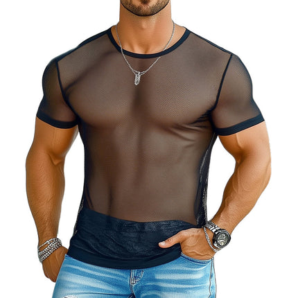 Men's Summer Mesh T-Shirt | See-Through Short Sleeve | Breathable Lightweight Fabric | Trendy Fashion Fit | Casual Stylish Design | Ideal for Hot Weather | Easy Care Maintenance