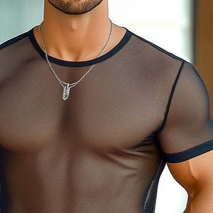 Men's Summer Mesh T-Shirt | See-Through Short Sleeve | Breathable Lightweight Fabric | Trendy Fashion Fit | Casual Stylish Design | Ideal for Hot Weather | Easy Care Maintenance