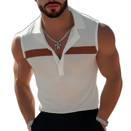 Men's Polo Neck Textured Tank Top | Summer Fashion Sleeveless Shirt | Comfortable Lightweight Fabric | Versatile Fit | Casual & Formal Wear | Stylish Design