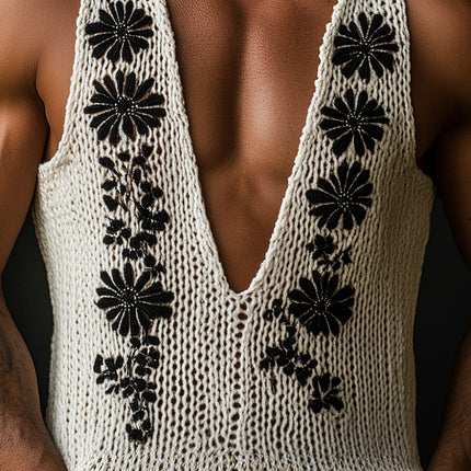Men's Vintage Embroidery Slim Fit Vest | Spring Fashion Statement | Woven Fabric | Versatile & Stylish | Tailored Look | Comfortable & Durable | Timeless Elegance