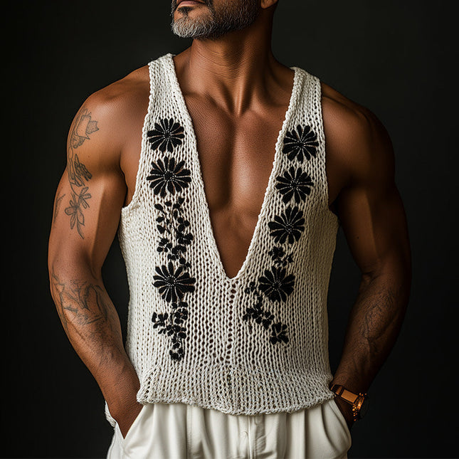 Men's Vintage Embroidery Slim Fit Vest | Spring Fashion Statement | Woven Fabric | Versatile & Stylish | Tailored Look | Comfortable & Durable | Timeless Elegance