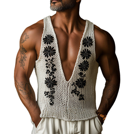 Men's Vintage Embroidery Slim Fit Vest | Spring Fashion Statement | Woven Fabric | Versatile & Stylish | Tailored Look | Comfortable & Durable | Timeless Elegance