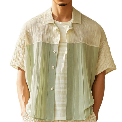 Men's Short Sleeve Sports Shirt | Spring Fashion | Textured Fabric | Breathable Lightweight | Casual Style | Versatile for Casual & Semi-Formal | Stylish & Comfortable | Ideal for Spring & Summer