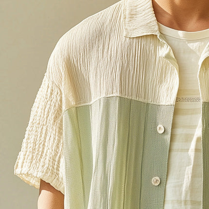 Men's Short Sleeve Sports Shirt | Spring Fashion | Textured Fabric | Breathable Lightweight | Casual Style | Versatile for Casual & Semi-Formal | Stylish & Comfortable | Ideal for Spring & Summer
