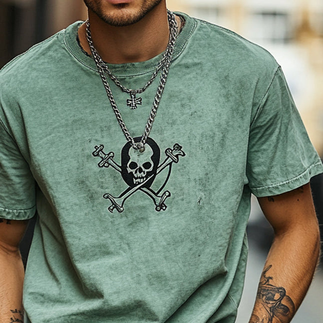 Men's Casual T-Shirt | Skull Print | Round Neck | Short Sleeve | Breathable Cotton | Edgy Fashion | Classic Fit | Versatile Style | Durable Material | Ideal for Casual Outings | Standout Design