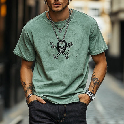 Men's Casual T-Shirt | Skull Print | Round Neck | Short Sleeve | Breathable Cotton | Edgy Fashion | Classic Fit | Versatile Style | Durable Material | Ideal for Casual Outings | Standout Design