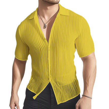 Men's Casual Shirt | Summer Lightweight | Slim Fit | Short Sleeve | Textured Design | Breathable Fabric | Stylish Modern Look | Versatile Wardrobe Essential Shirt