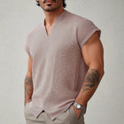 Men's Solid Color Textured T-Shirt | Summer Short-Sleeved | Casual Comfort | Breathable Fabric | Relaxed Fit | High-Quality Durable Material | Perfect for Outdoor Activities & Layering