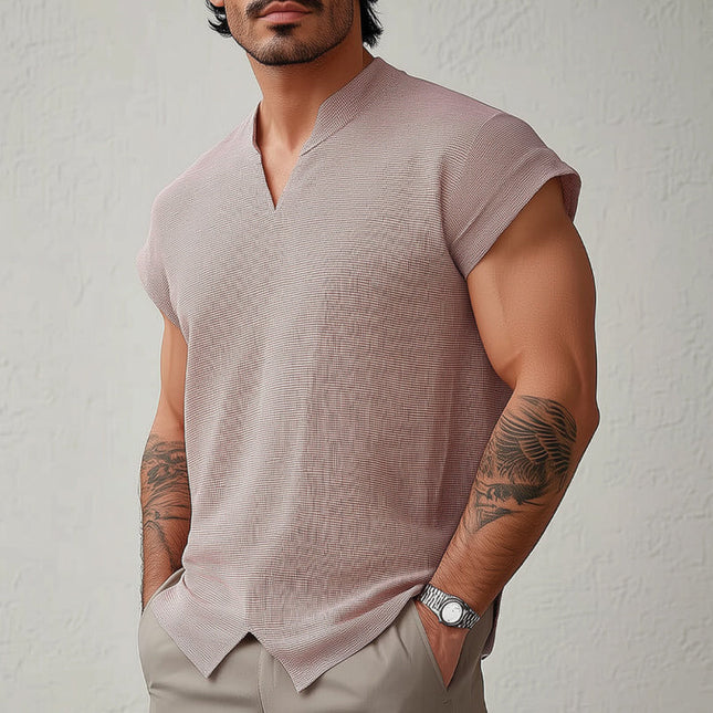Men's Solid Color Textured T-Shirt | Summer Short-Sleeved | Casual Comfort | Breathable Fabric | Relaxed Fit | High-Quality Durable Material | Perfect for Outdoor Activities & Layering