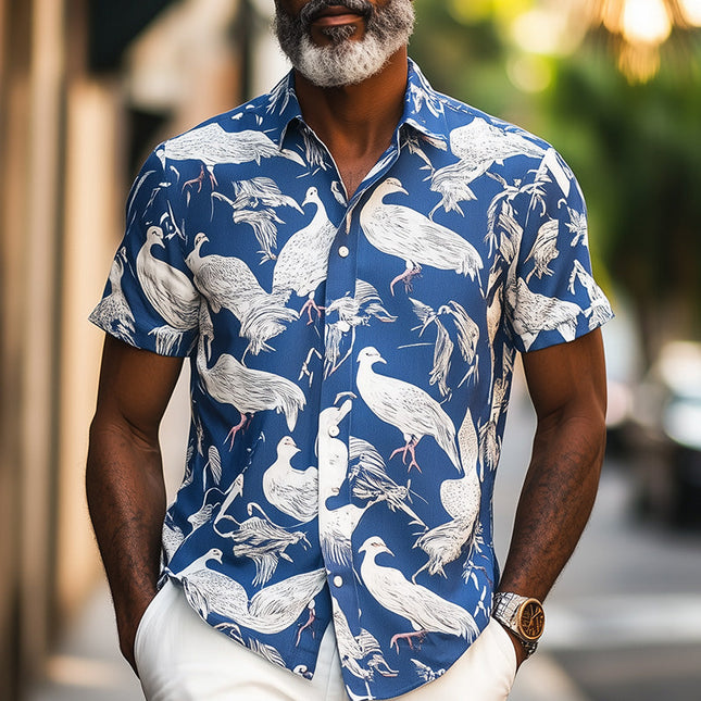 Men's Casual T-Shirt | Spring Fashion | Pigeon Print | Short Sleeve | Sporty & Comfortable | Relaxed Fit | Breathable Fabric | Durable & Vibrant | Athletic & Leisure Wear | Unique Design