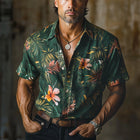 Men's Retro Print Shirt | Spring Cotton Linen Blend | Short Sleeve Casual Top | Lightweight Breathable Fabric | Vintage Style | Comfortable Versatile Fit | Ideal for Warm Weather