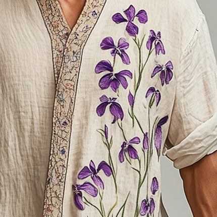 Men's Retro Long Sleeve Shirt | Cotton Linen Blend | Casual Spring Fashion | Classic Fit | Breathable Durable Fabric | Versatile Styling
