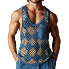 Men's Crew Neck Tank Top | Vintage Diamond Knit Pattern | Sleeveless | Comfortable Cotton Blend | Breathable Summer Layer | Versatile Casual Style | Sizes S-3XL | Timeless Charm