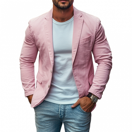 Men's Slim Fit Blazer | Casual Premium Cotton | Notched Lapel | Single Breasted | Lightweight Outerwear | Versatile Smart-Casual Jacket | Functional Pockets | Easy Care | Multiple Sizes