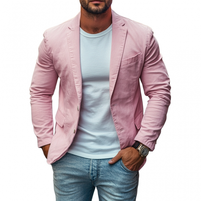 Men's Slim Fit Blazer | Casual Premium Cotton | Notched Lapel | Single Breasted | Lightweight Outerwear | Versatile Smart-Casual Jacket | Functional Pockets | Easy Care | Multiple Sizes