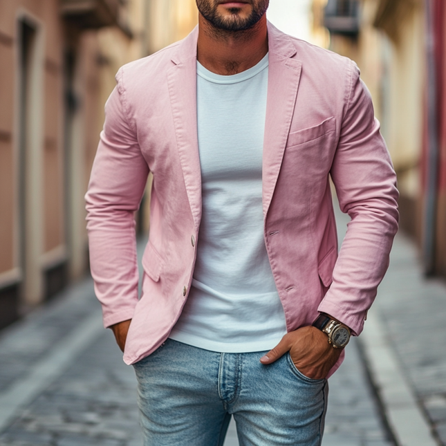 Men's Slim Fit Blazer | Casual Premium Cotton | Notched Lapel | Single Breasted | Lightweight Outerwear | Versatile Smart-Casual Jacket | Functional Pockets | Easy Care | Multiple Sizes