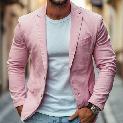 Men's Slim Fit Blazer | Casual Premium Cotton | Notched Lapel | Single Breasted | Lightweight Outerwear | Versatile Smart-Casual Jacket | Functional Pockets | Easy Care | Multiple Sizes