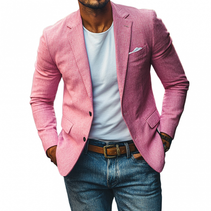 Men's Slim Fit Linen Blazer | Casual Notched Lapel | Single Breasted | Lightweight Summer Outerwear | Breathable Fabric | Versatile Style | Perfect for Warm Weather Events and Casual Outings