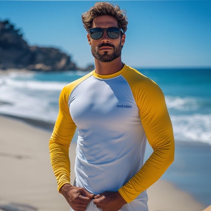 Men's Sports T-Shirt | Long Sleeve | Color Matching | Sun Protection UPF | Moisture-Wicking | Breathable Fabric | Round Neck | Activewear | Casual & Outdoor Top