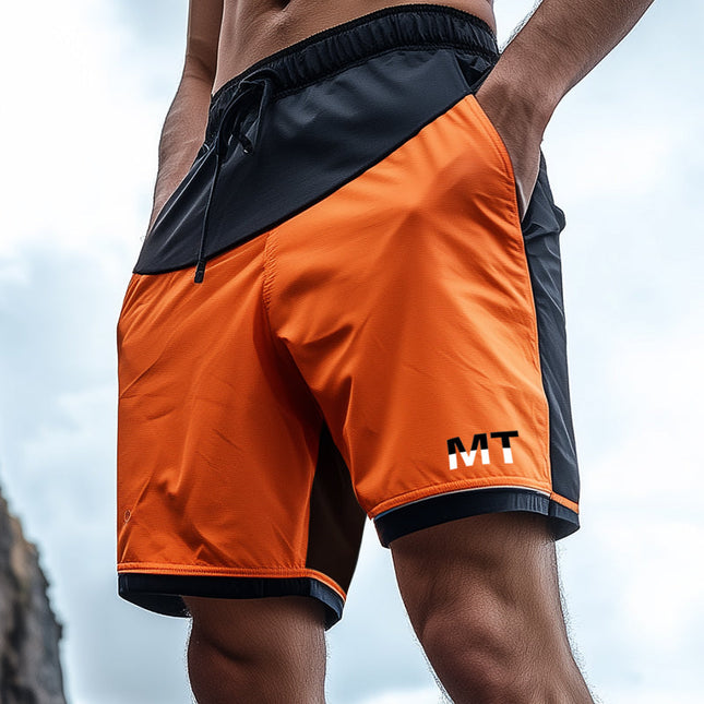 Men's Colorblock Quick-Drying Drawstring Shorts | Sports & Casual | Adjustable Fit | Breathable Fabric | Versatile Workout & Daywear | Mid-Thigh Length | Moisture-Wicking Material | Multiple Sizes Available
