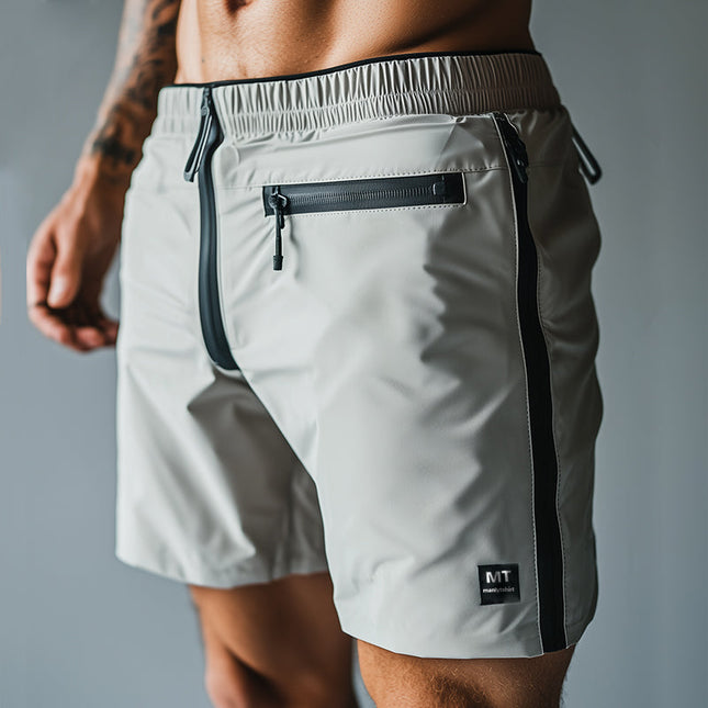 Men's Quick-Drying Athleisure Shorts | Zippered Pockets | Elastic Waistband | Low Waist | Regular Length Above Knee | Moisture-Wicking Fabric | Sizes S to 3XL | Versatile Activewear