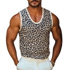 Men's Leopard Jacquard Knit Tank Top | U-Neck Slim Fit | Stylish Casual Wear | Premium Knit Fabric | Bold Animal Print | Comfortable All-Day Wear | Easy Maintenance | Fashion-Forward Men's Top