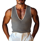 Men's Slim Fit Tank Top | Deep U Neck | Houndstooth Jacquard Knit | Fashionable Men's Wear | Comfortable & Breathable | Stylish Design for Casual & Semi-Formal Wear | Versatile & Easy Care