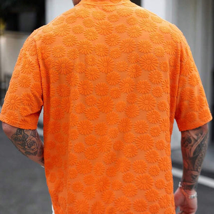 Men's Jacquard T-Shirt | Round Neck | Short Sleeve | Soft Fabric | Stylish Textured Patterns | Comfortable Fit | Casual Versatile Design | Durable High-Quality Material | Size MTA1027D3X