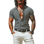 Men's Premium Cotton Plaid Short Sleeve Shirt | Slim Fit Lapel Casual Dress Shirt | Breathable Lightweight Fabric | Stylish Plaid Pattern | Versatile Summer Fashion