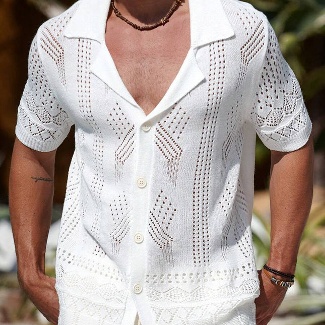 Men's Short Sleeve Knitted Shirt | Solid Color | Casual & Versatile | Premium Fabric | Comfortable Fit | Stylish Design | Perfect for Warm Weather | Ideal for Layering | Modern Wardrobe Essential