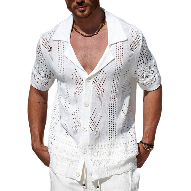 Men's Short Sleeve Knitted Shirt | Solid Color | Casual & Versatile | Premium Fabric | Comfortable Fit | Stylish Design | Perfect for Warm Weather | Ideal for Layering | Modern Wardrobe Essential