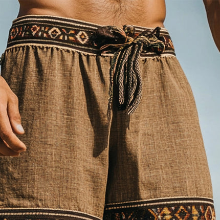 Men's Bohemian Resort Casual Shorts | Lightweight Cotton Blend | Relaxed Fit with Elastic Waistband | Unique Boho Pattern | Side Pockets | Cool Comfort for Warm Weather